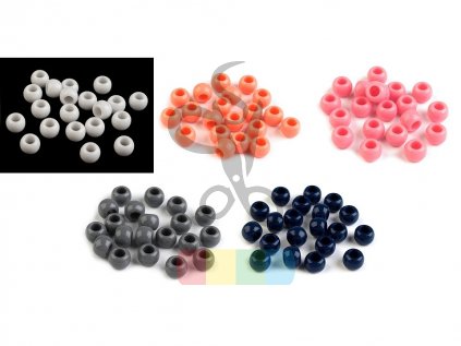 plastové korálky s velkým průvlekem 6 x 8 mm , 10 ks - více barev