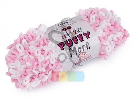 Pletací příze Alize puffy more 150 g - růžovo bílá