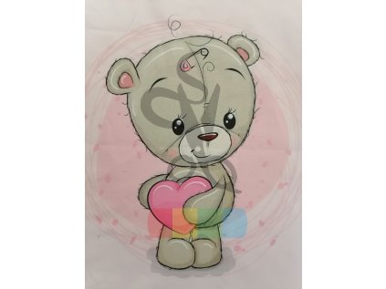 bavlna - panel - 38 x 38 cm - medvědí holčička
