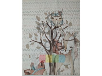 bavlna - panel - 75 x 75 cm - srnka v lese