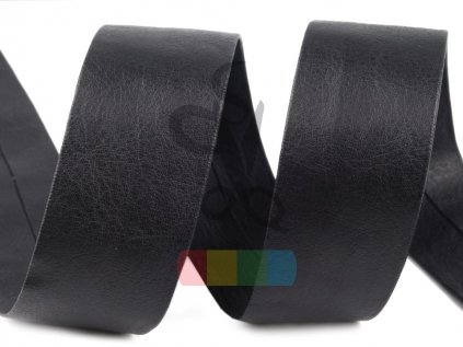 šikmý proužek koženkový založený šíře 30 mm - černý