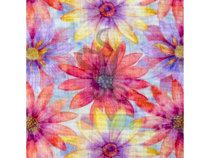 [S1794R 3681] [S1794R] Double Gauze Crinkled Digital Printed All in Bloom (Design A)