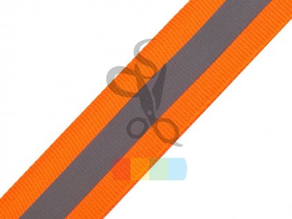 oranžová stuha s reflexní vrstvou - šíře 2,5 cm