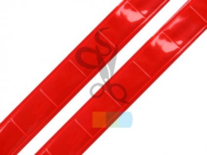 reflexní páska plastová k našití šíře 25 mm - červená