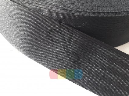 polypropylenový popruh imitace autopásů - 50 mm, černá