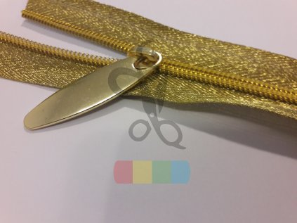 zip spirálový v metráži - zlatý na zlaté pásce - 5 mm