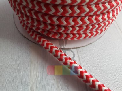 šňůra polyesterová hladká průměr 10 mm, barva červenobílá