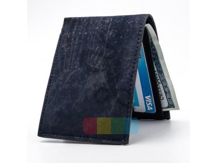 pánská peněženka korková rozkládací - tmavě modrá