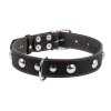 Kožený obojok s kovovou dekoráciou čierny väčší