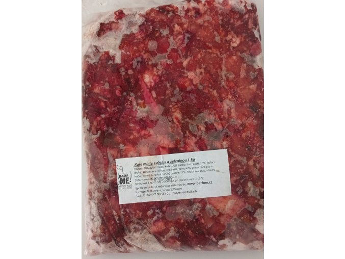 kuře mleté s droby a zeleninou