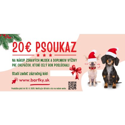 VIANOČNÝ PSOUKAZ - darček pre každého psíčkara v hodnote 20, 50 a 75 eur