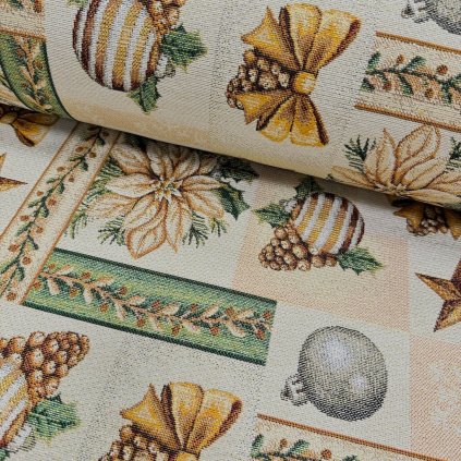 Gobelin Weihnachten Natur - Lurex Patchwork