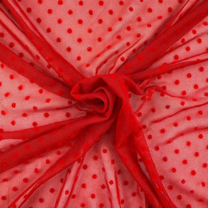 168779 4 tyl elasticky 4 way s bodkou cervena