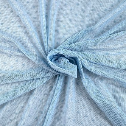 167696 tull elastisch 4 way gepunktet hellblau