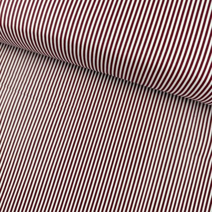 168998 bavlna vzorovana bordovy pruzok na bielom 3 mm