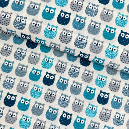 167948 baumwolle gemustert mini eulen