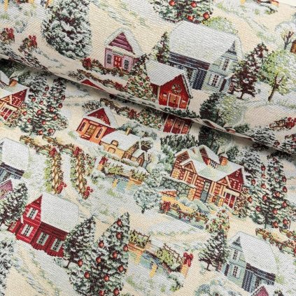 Gobelin Weihnachten - Lurex-Häuser