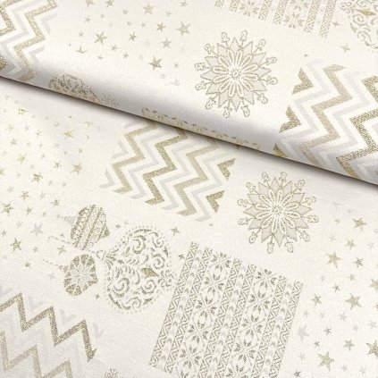 168382 4 dekostoff weihnachten lurex goldenes patchwork auf vanille