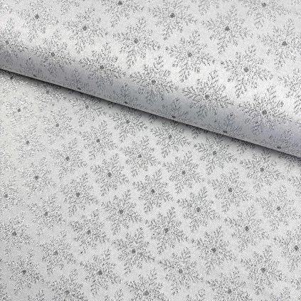 168385 3 dekostoff weihnachten lurex silberne flocken auf grau