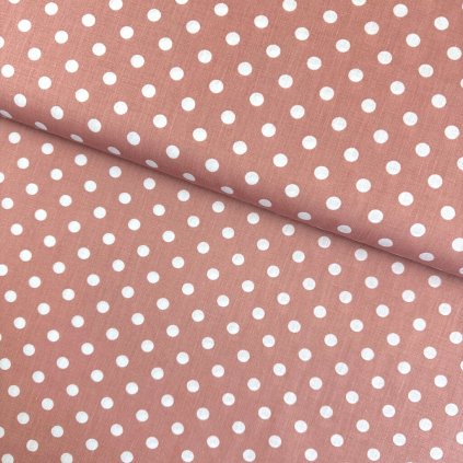 174248 3 bavlna vzorovana biele bodky 1 cm na ruzovom