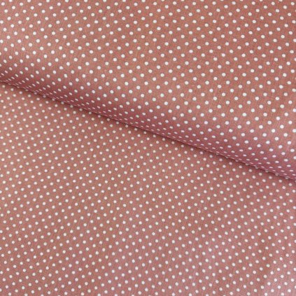 174257 3 bavlna vzorovana biele bodky 3 mm na ruzovom