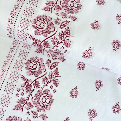 174641 4 bavlna ludovy vzor bordura bordova na bielom