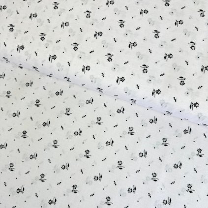 174623 4 bavlna ludovy vzor kvet mini cierny na bielom