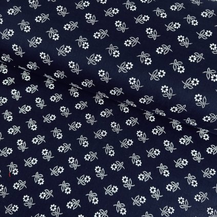 174635 4 bavlna ludovy vzor margaretka biela na tmavomodrom