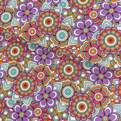 233243 3 bavlna digital kvietky purpurove