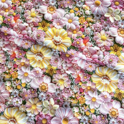 170071 baumwolle digital 3d blumen mit perlen
