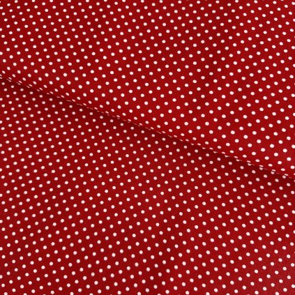 233360 4 bavlna vzorovana bodka 3mm biela na cervenom