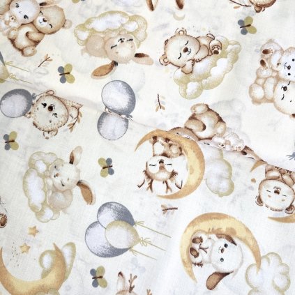 231545 bavlna vzorovana zvieratka na vanilkovom