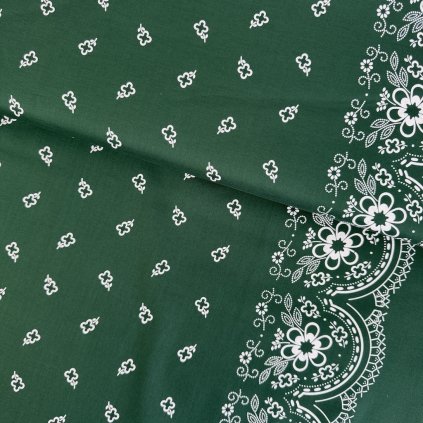 233234 4 bavlna ludovy vzor bordura stvorlistok zelena