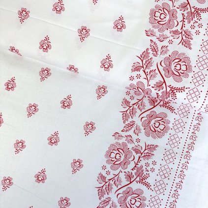 233207 6 bavlna ludovy vzor bordura ruza biela