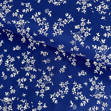 233675 3 bavlna ludovy vzor kvety na modrom kralovskom