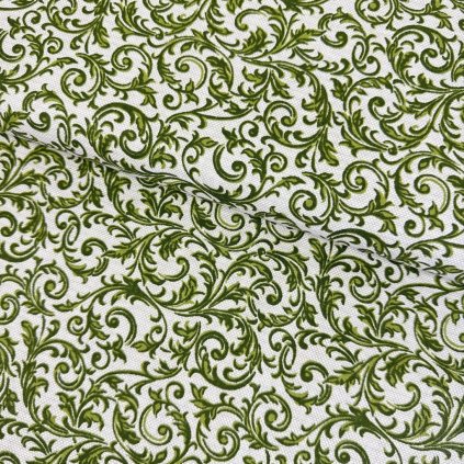 175793 4 bavlna vzorovana tocene vetvicky zelene