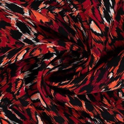 236273 viskoza vzor leopard na tmavo cervenom