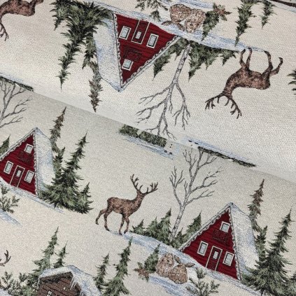 243173 gobelin vianoce lurex zlaty zimna krajina