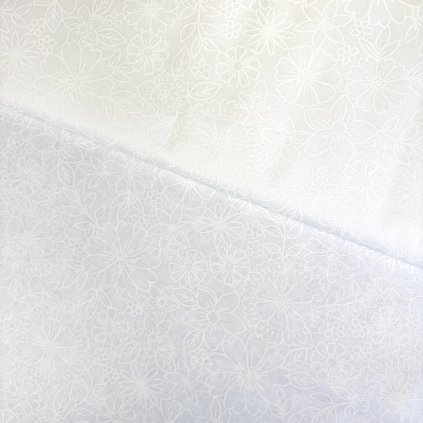 266015 5 bavlna vzorovana biele kvety na maslovom