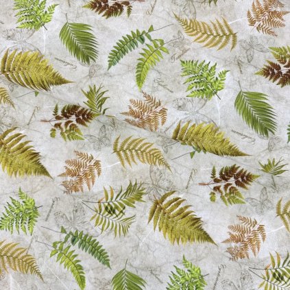 271050 4 bavlna digital paprade zeleno hnede