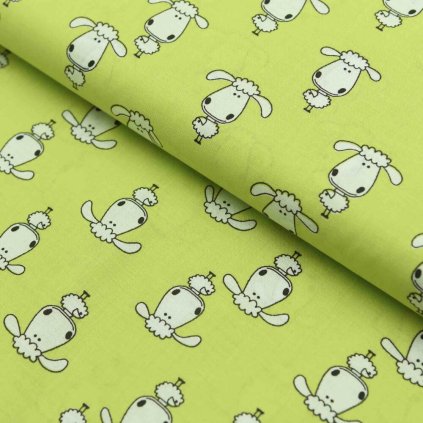 867 2 bavlna vzorovana ovecky zelena