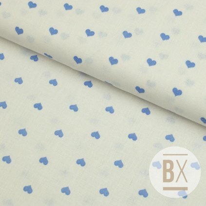 942 4 bavlna vzorovana srdiecka modre svetle na bielom podklade