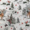 168319 gobelin weihnachten lurex schneemann mit hirsch auf grau