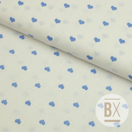 942 4 bavlna vzorovana srdiecka modre svetle na bielom podklade