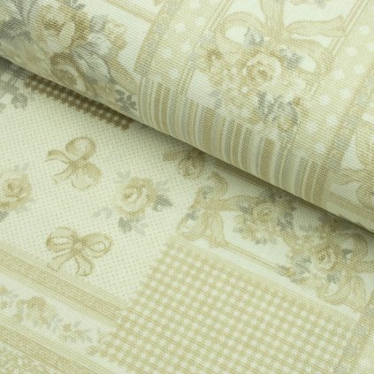 Bavlna Panama - Hňedý Patchwork