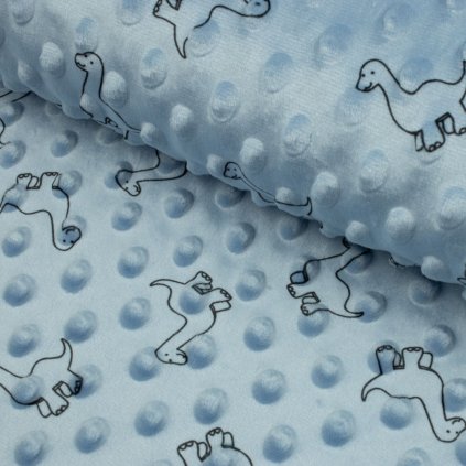 165522 minky vzor dinosaury na modrom