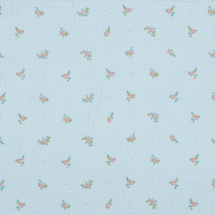166567 muselin premium kvietky na svetlomodrom