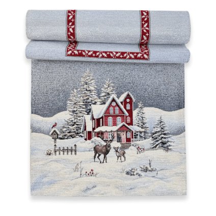 172769 stola gobelin chenille 45 140 cm cerveny domcek