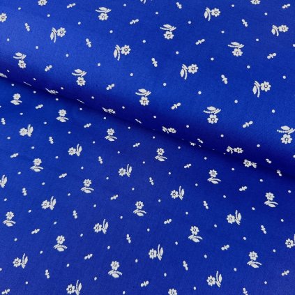174614 bavlna ludovy vzor kvet mini na modrom kralovskom