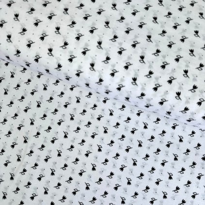 174608 4 bavlna ludovy vzor tulipan cierny na bielom
